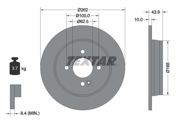 2 x brake disc Textar 92242203 for Kia Rio III