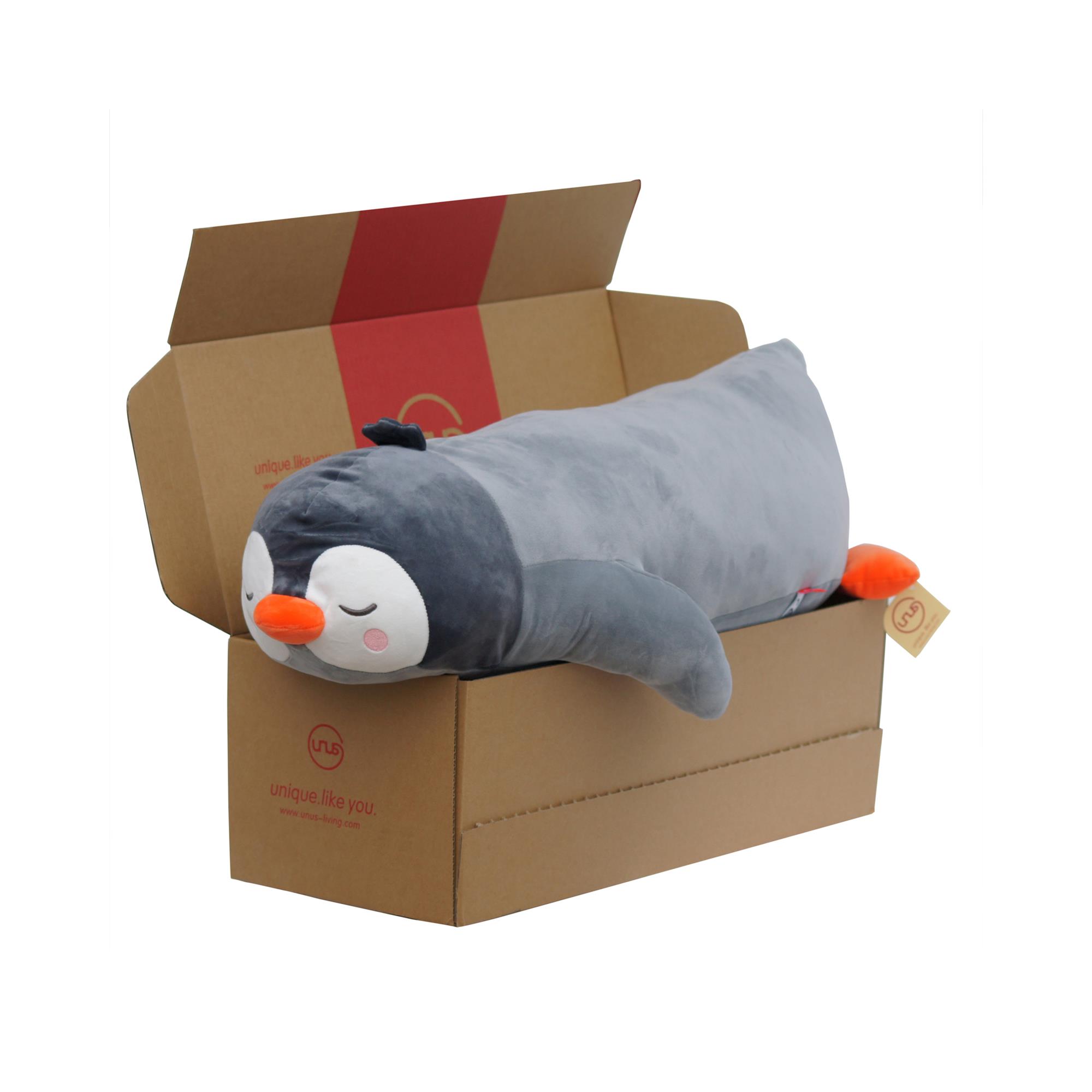 UNUS® Seitenschläferkissen Stillkissen Pinguin Kissen Grau Hellblau - Produktbild 2