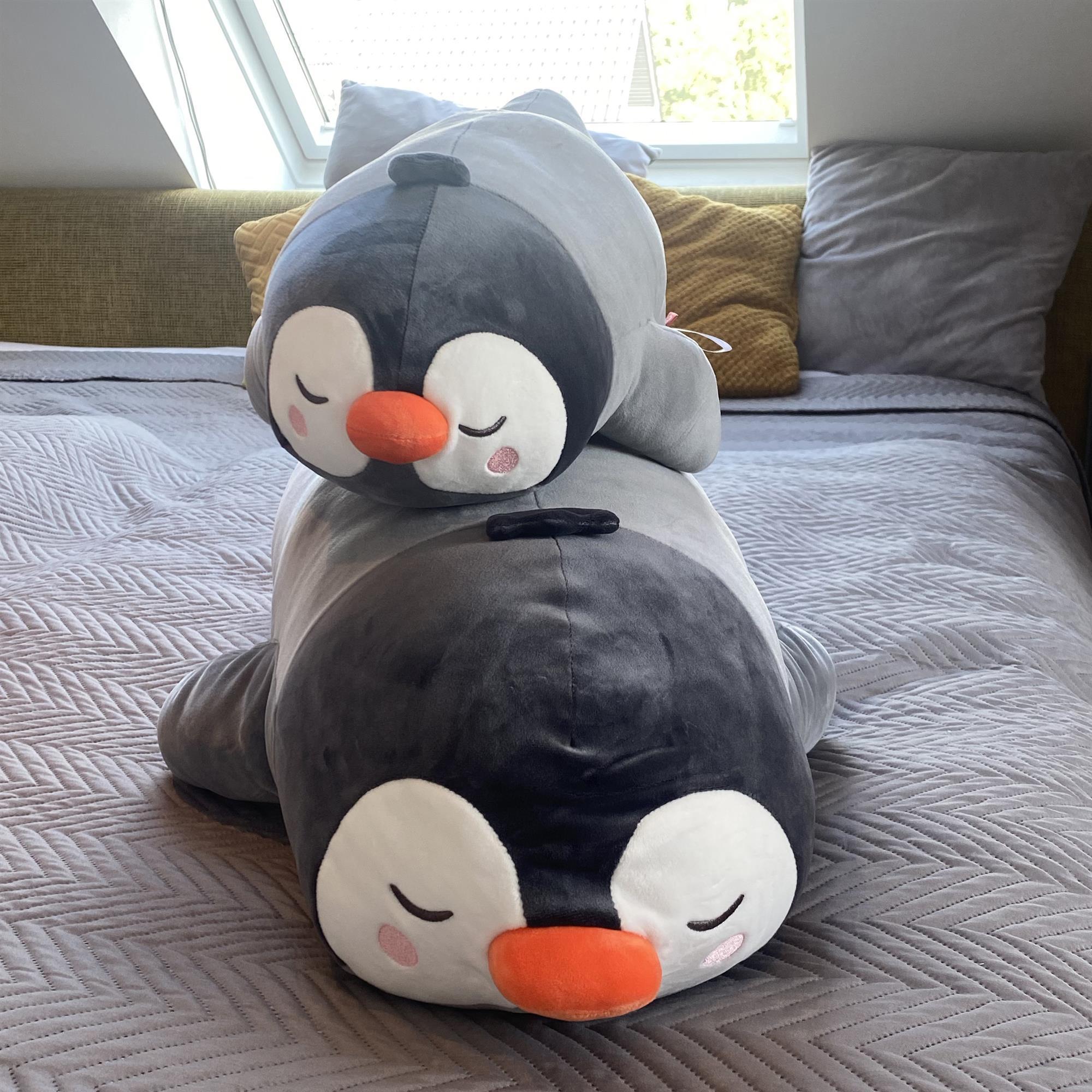 UNUS® Seitenschläferkissen Stillkissen Pinguin Kissen Grau Hellblau