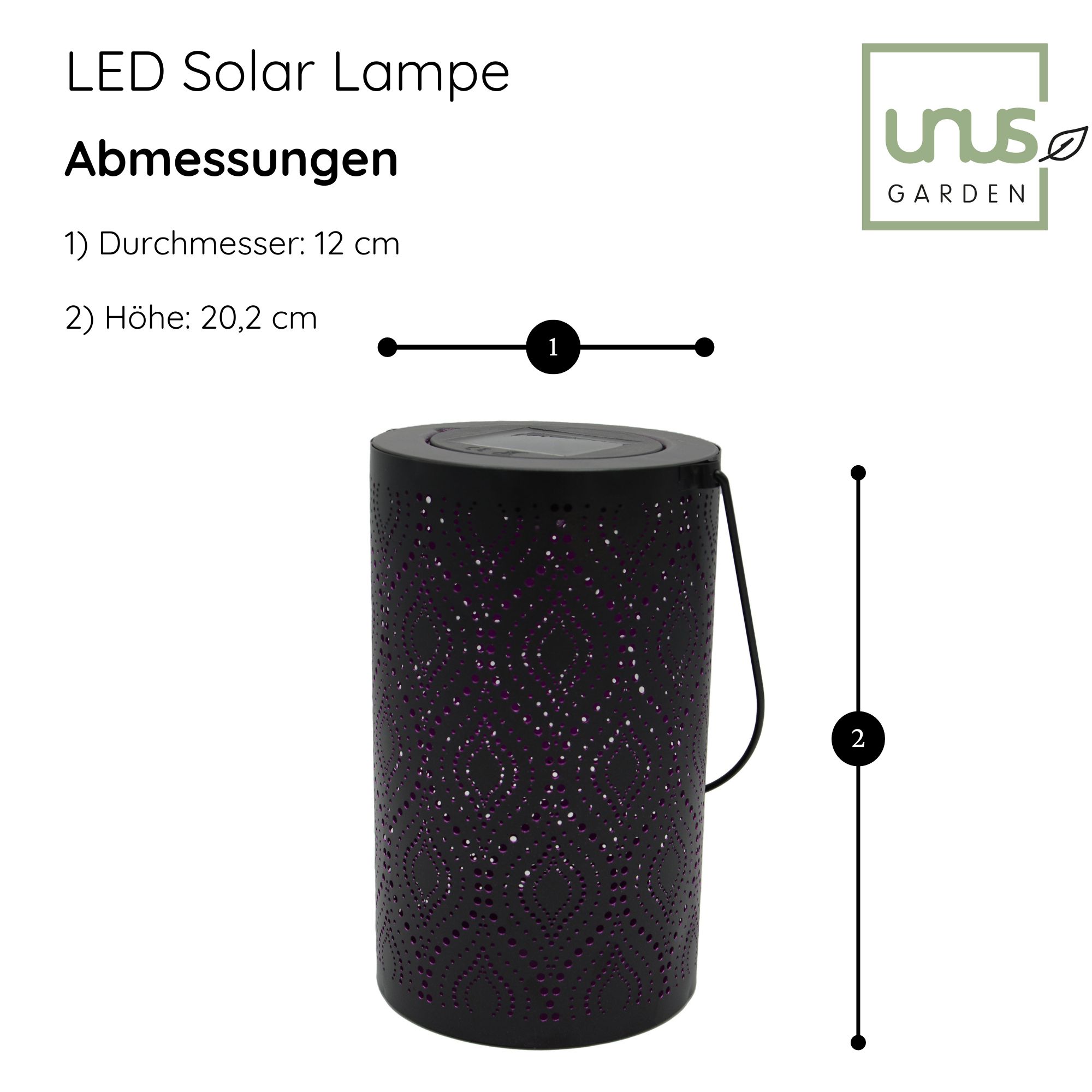 UNUS Solarlaterne Solar Laterne LED Gartenleuchte Kupferfarben Solarleuchte