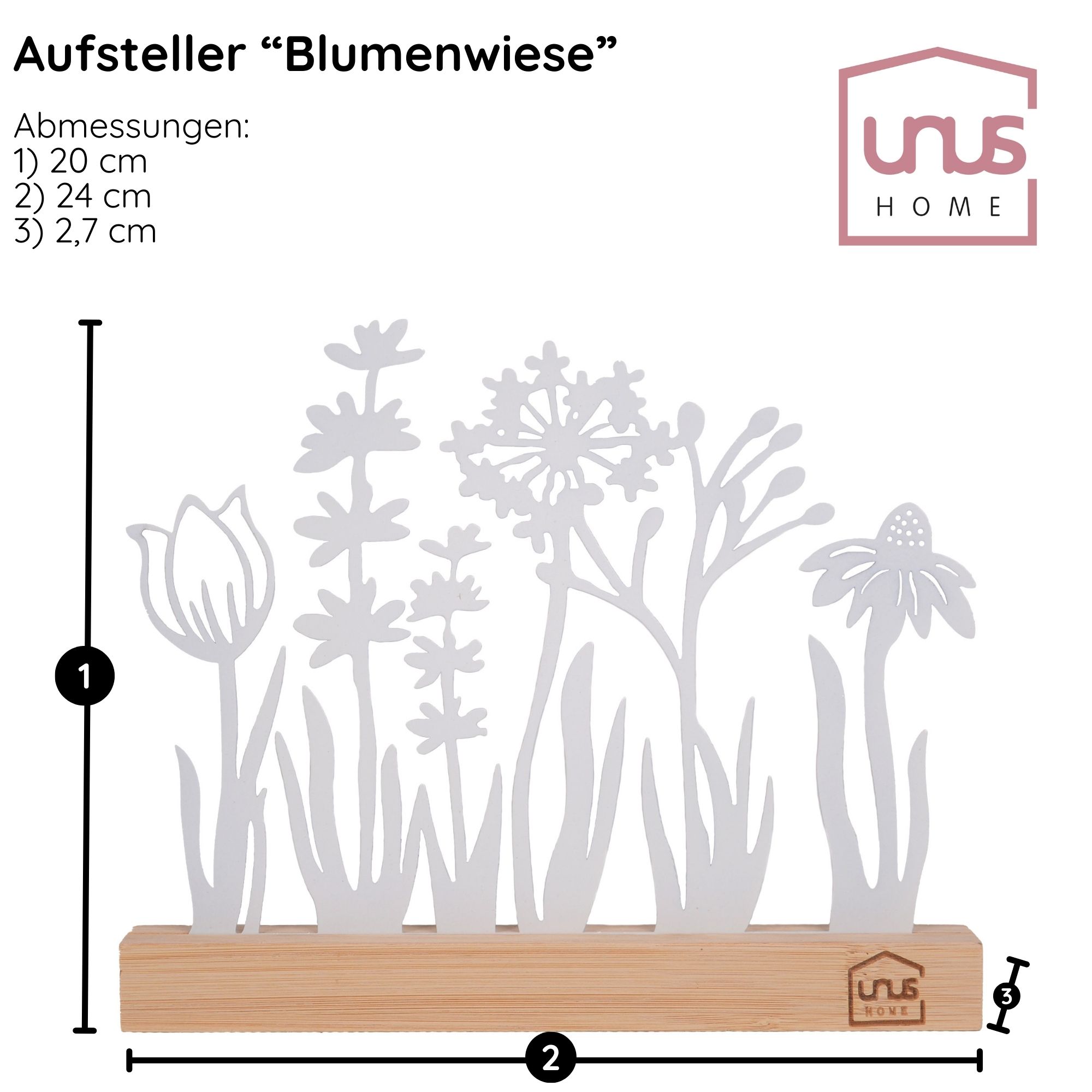 UNUS Aufsteller Silhouette Blumenwiese Metall-Aufsteller Bambus